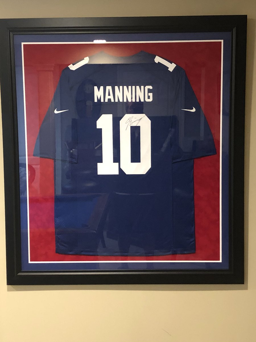 jernst68's tweet photo. @EliManning Eli - season ticket holder since I was five.   Your signed jersey is centerpiece of man-cave.    Thank you for everything https://t.co/XaqwsyVpDM