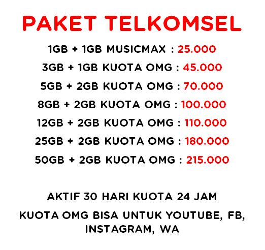 Isi ulang kuota Telkomsel
order via WA 08997171905