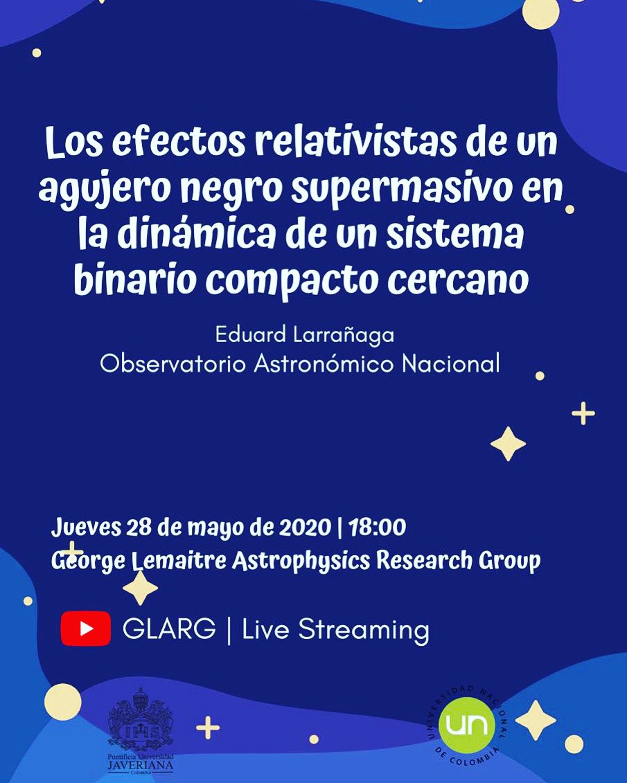 AstroGLARG's tweet photo. No te pierdas al profesor Eduardo Larrañaga con este maravilloso tema. ⭐️🎆🌞👍🏻🌌🪐💫✨ #GLARG #AgujerosNegros #unal #Puj https://t.co/hs1nIdNM85