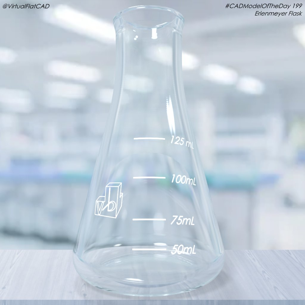 VirtualFlatCAD's tweet photo. Practicing my glass rendering! #CADModelOfTheDay 199.
.
.
#cad #solidworks #adobedimension #3d #3dmodeling #render #3drender #rendering #flask #glass #ErlenmeyerFlask #everyday https://t.co/4z7VKgGQmE