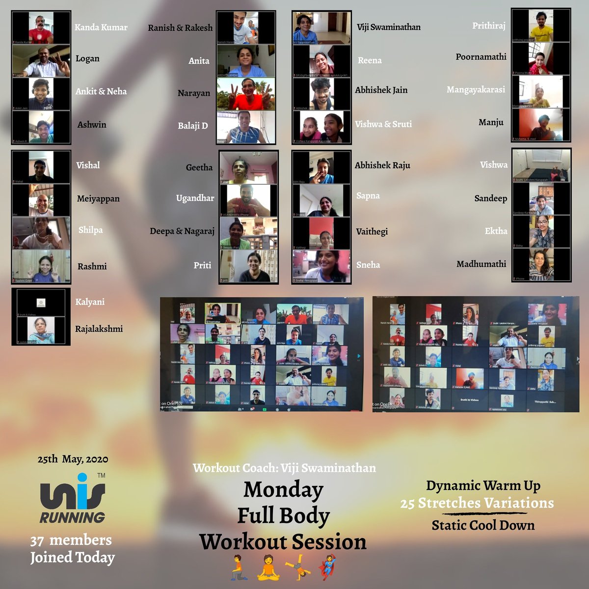 RunningUnis's tweet photo. Rome was not Built in a Day!
After 2 months of Virtual Workouts and achieving several Milestones, let's appreciate ourselves first
Full Body Stretches Workout with 37 members
#LimitlessBeginsWithin #BeLimitless
#MadrasISHM2021 #UNISRunning #21Feb21
#InnerStrengthHalfMarathon https://t.co/fAxY5Ng27g