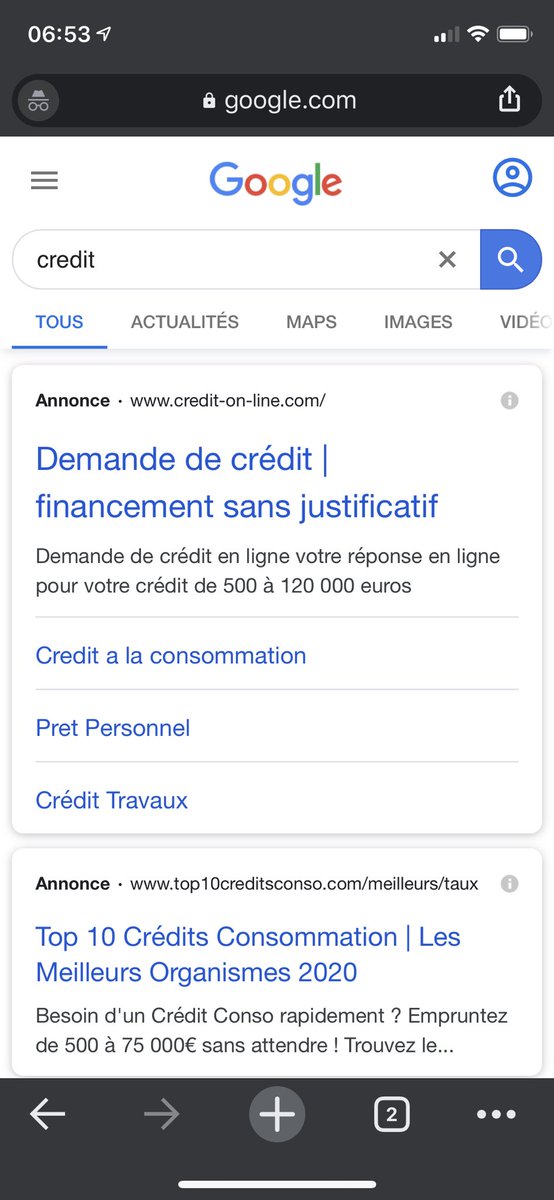 seof1's tweet photo. Google test d’écrire en plus gros le 1er r��sultat adwords et le 1er naturel. 1ère fois que j’ai ce test https://t.co/BGNMN3It1J
