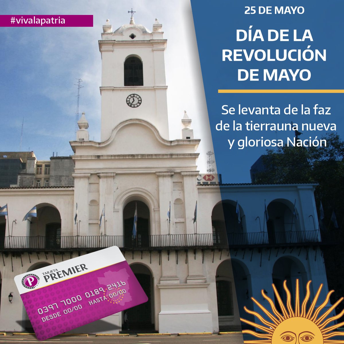 TarjetaPremier's tweet photo. Feliz día de la Patria!

#Vivalapatria #25demayo #revolución https://t.co/OLvYPuHipj