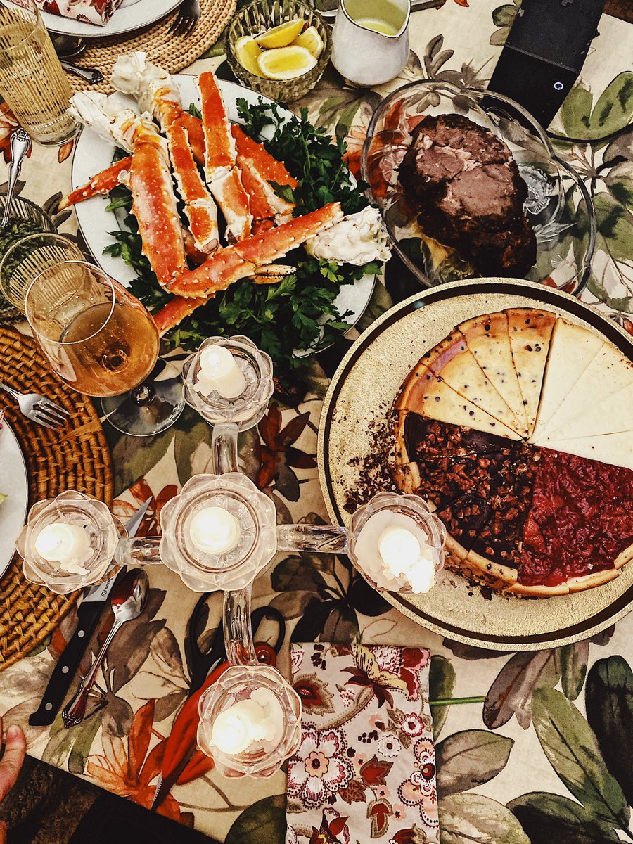 treat yo self dinner for Dad always include these classics: 🥩🦀🧀🍰