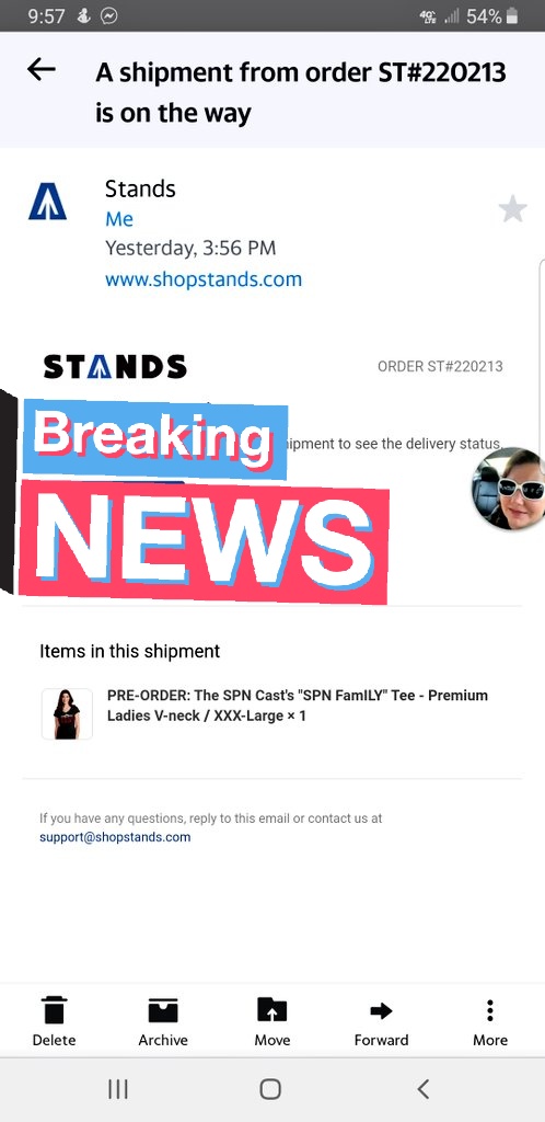 GaedkeSarah's tweet photo. My #SPNFamily shirt shipped!! So excited to get this! Thank you @Stands, you're pretty awesome 😘

#spnfamily #supernatural https://t.co/gdPTRnfYfc