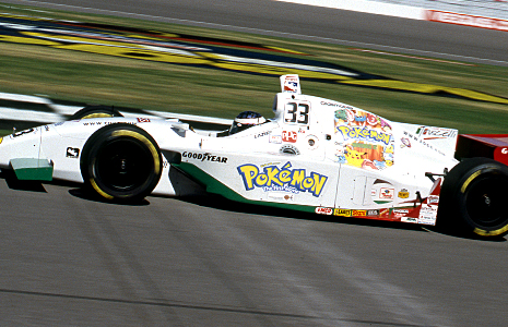 tuckgraphics's tweet photo. All of you Pokemon fans probably don't remember the time they were on a car in the Indy Racing League for a race:  Jacques Lazier and the Truscelli team. https://t.co/qCWHJ9t5sv
