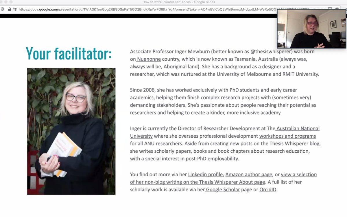 Currently listening to a webinar by  @thesiswhisperer on 'How to write: Clearer sentences'. Excited to hear her tips and exercises to apply to my thesis writing!  #phdchat  #phdlife