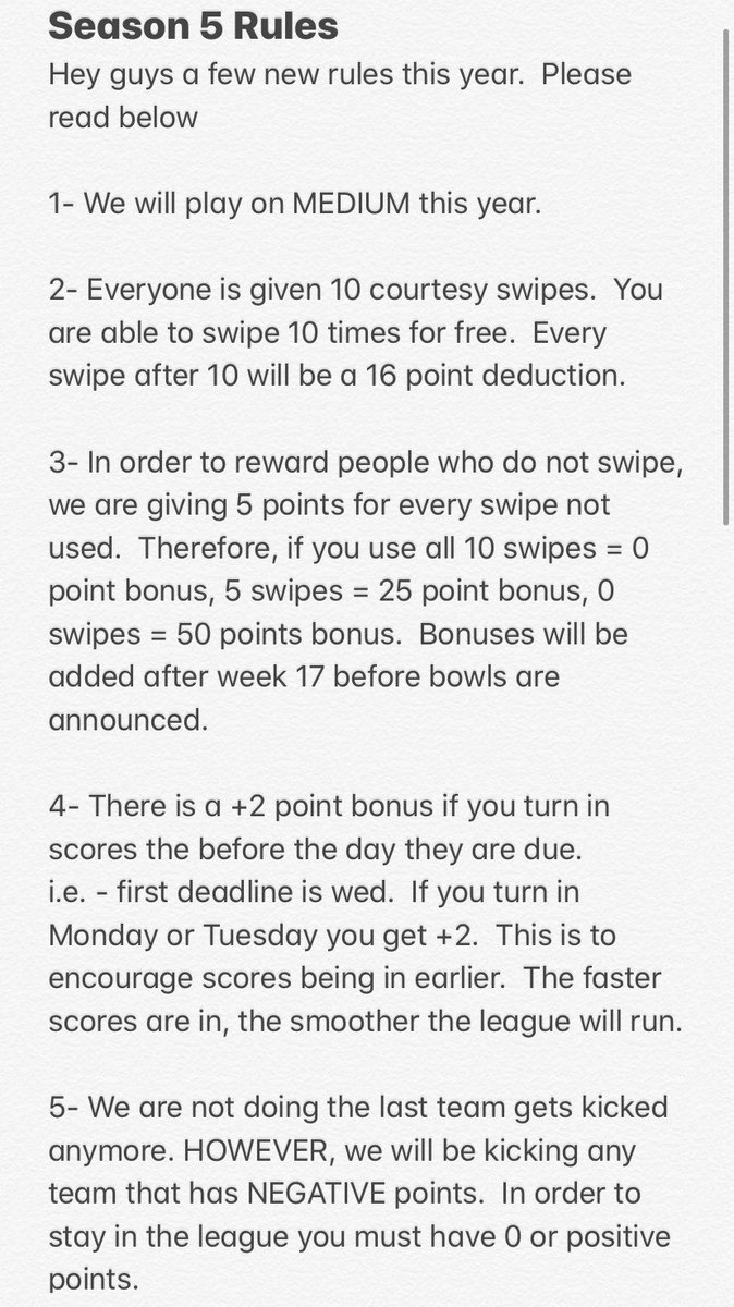 RBCDL_Commish's tweet image. ***Season 5 Rules &amp;amp; Schedule***

Read, rt, &amp;amp; bookmark.

We plan to start the season tomorrow (assuming update is out).  

Hesiman and All-American to come tomorrow too hopefully.

About to talk to new owners and get all the conference chats situated.

Thanks guys.