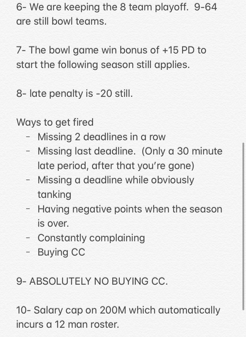 RBCDL_Commish's tweet image. ***Season 5 Rules &amp;amp; Schedule***

Read, rt, &amp;amp; bookmark.

We plan to start the season tomorrow (assuming update is out).  

Hesiman and All-American to come tomorrow too hopefully.

About to talk to new owners and get all the conference chats situated.

Thanks guys.