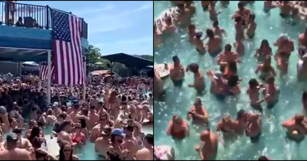 CBSNews's tweet photo. "No covid concerns": Social media video shows Lake of the Ozarks packed for Memorial Day weekend https://t.co/8nYFm15fjh https://t.co/6v84YuZ4HI