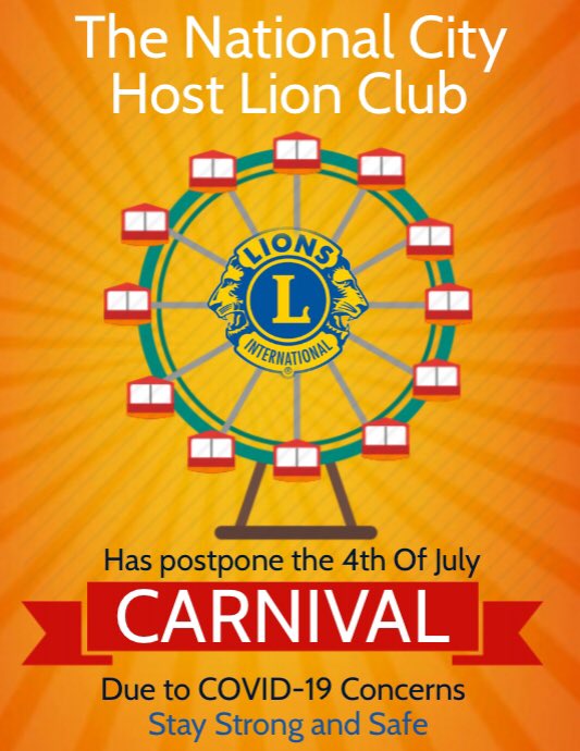 HostCity's tweet photo. #nationalcity #fourthofjuly #carnival #2020 #lionsinternational #nonprofit #community #sandiego #619 https://t.co/dfhm6ebXw3