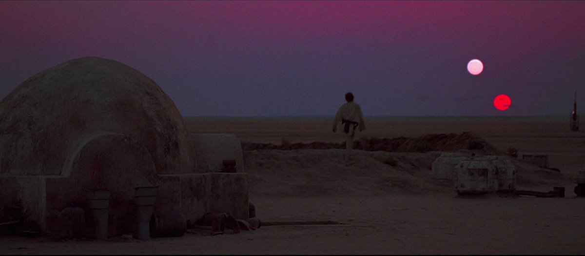 In the fading light the sands turned gold, russet, and flaming red-orange before advancing night put the bright colors to sleep for another day.  #StarWarsDay  #StarWars  #LukeSkywalker