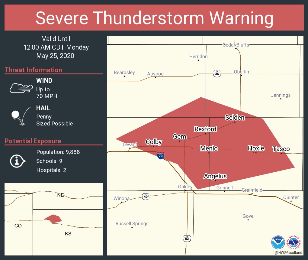 Severe Thunderstorm Warning including Colby KS, Hoxie KS, Rexford KS