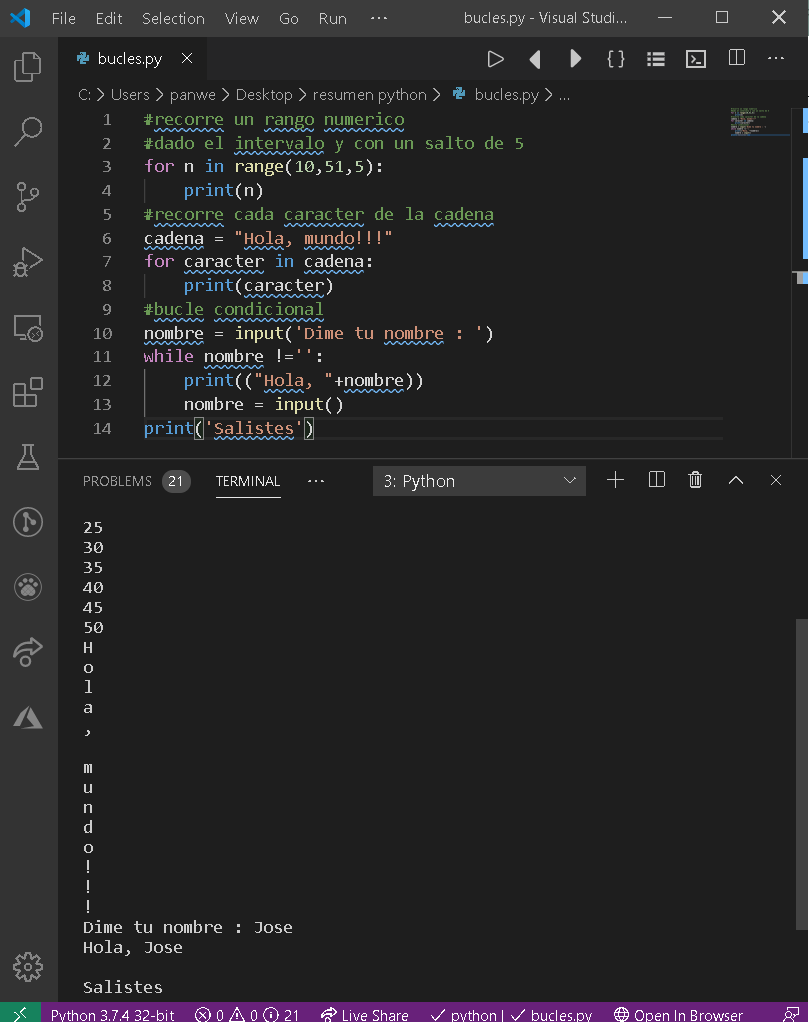 josecodetech's tweet photo. Bucles 'for' y 'while', con #Python, #programandoEnCuarentena #programming #code https://t.co/qouxghfXVH
