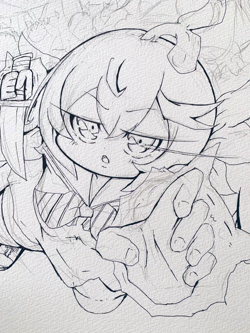 かっちょいいふーちゃん描いてる 