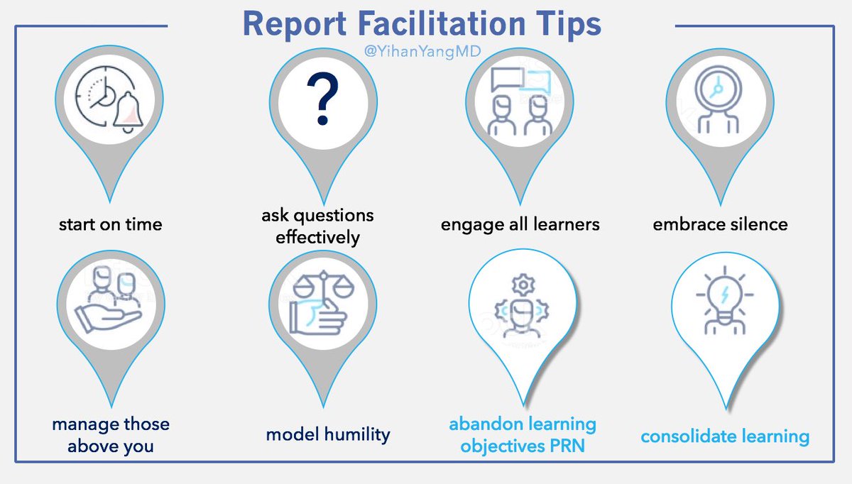 1/  #MedEdMethodsMonday  #MorningReport edition ends this week with:Tip 7-Abandon Objectives PRN Tip 8-Consolidate Learning #MedEd  #MedTwitter  #MedStudentTwitter  #FacDev  #MedEdPearls  #ChiefResidents