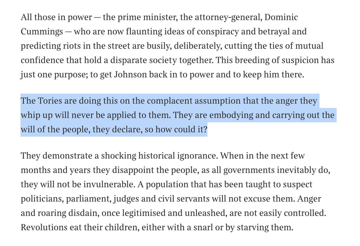 jennirsl's tweet image. Johnson and Cummings are asking to be trusted, but they've spent years undermining public trust when it suited them.

As I wrote in Oct, voters taught to suspect politicians will turn on them when they fail. 

Cummings bred anger; now it's targeting him

thetimes.co.uk/article/tories…