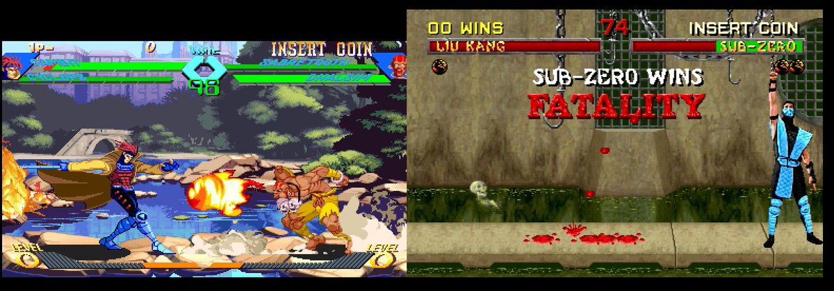 So that's why so many arcade games are like this! Some devs sacrificed frame rate for resolution (Midway's MK games run at a higher resolution than Street Fighter). Capcom settled for only increasing the horizontal resolution, hence the "fat" looking sprites at native resolution!