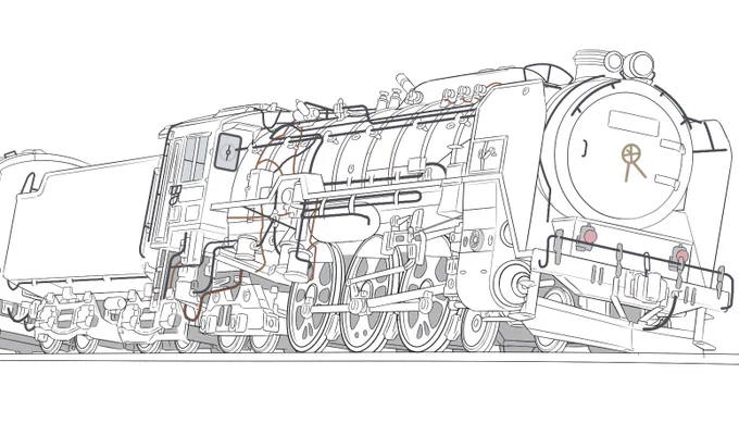 次の鉄道イラストは一度は描いてみたかったこのSLで
だいぶ大変だと思うけど頑張って進めていきます 