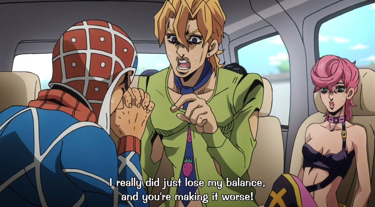 -mista is being a HUGE creep. lets get that outta the way. god why.-BUT. it would have been way too easy to make fugo act like anime characters usually do when they faceplant boobs. but instead he just scolds mista for being a creep