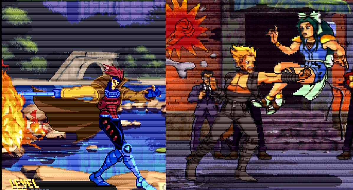 Circling back to Burning Rival! It runs at only slightly higher horizontal resolution than Capcom's CPS2 games, but it also has larger sprites. So that's why it feels "HD" compared to most fighting games of that era. That and the clean cel animation style!