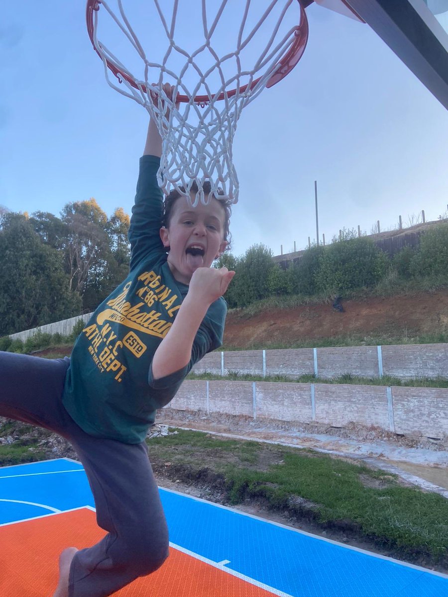 Hanging around at home on his new <a href="/MSFSports/">MSF Sports 🇦🇺🏀</a> court and <a href="/GOALRILLA_AU/">GOALRILLA Australia</a> hoop! #msfsports #basketballcourt #goalrilla #hoops
