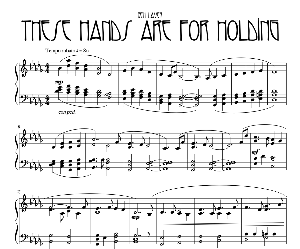 UprightEditions's tweet photo. These Hands Are Made For Holding by @Ben_Laver is featured in Upright Vol. IV. It's a gorgeous, tender piece, and part of his extremely successful Dawn Songs album 

Download the score for free or pay what you want — all profits to charity: https://t.co/QFcUN9HvZH https://t.co/4F3EbzrjJx