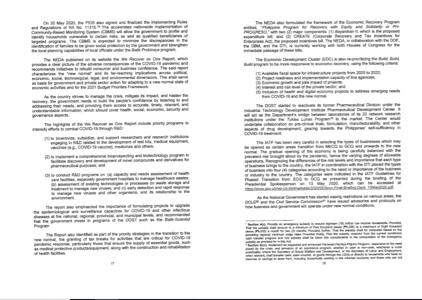 President Duterte's 9th weekly report to Congress on the government's COVID-19 pandemic response  @ABSCBNNews *end of thread