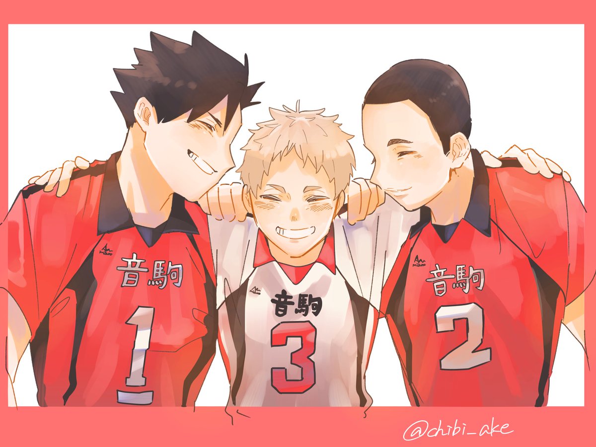 multiple boys 3boys sportswear smile male focus volleyball uniform black hair  illustration images