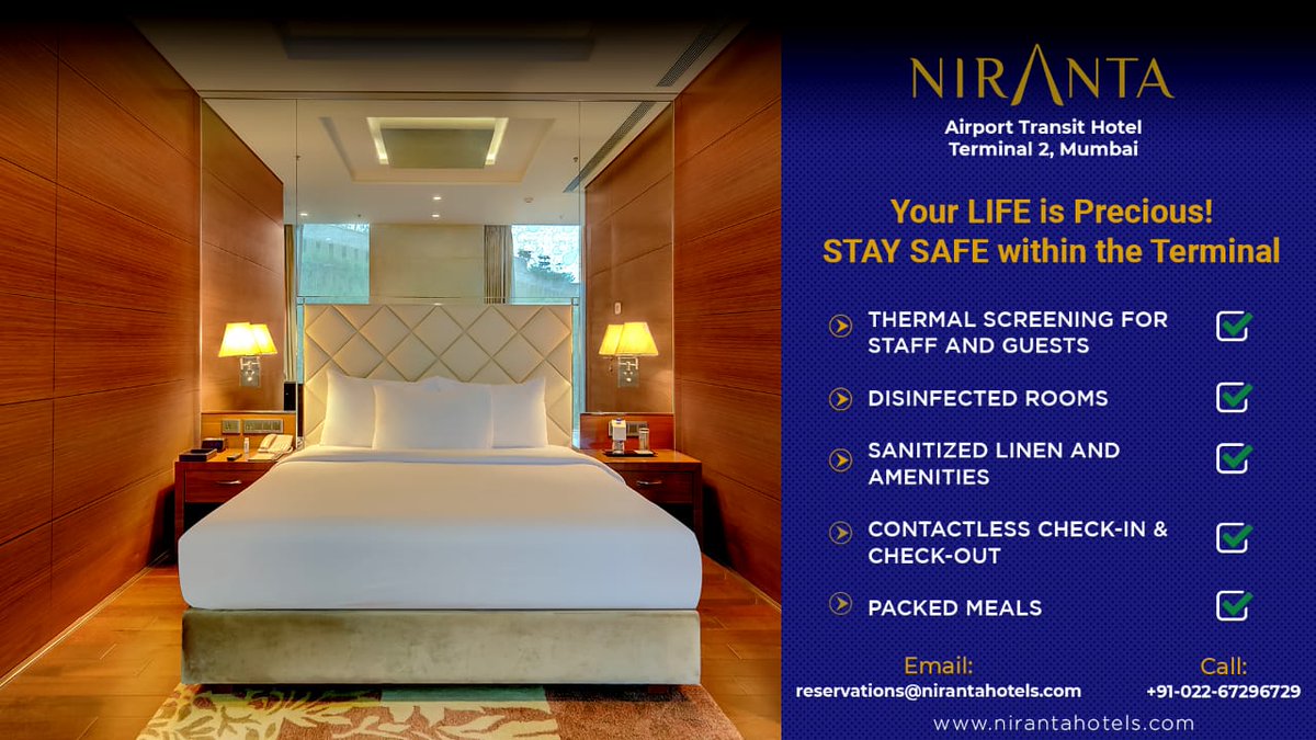 CSMIA_Official's tweet photo. Our Transit hotel @NirantaHotel is adopting best practices of personal hygiene ensuring the safety of guests throughout the pandemic!
You are precious! https://t.co/yZexKqlDe9