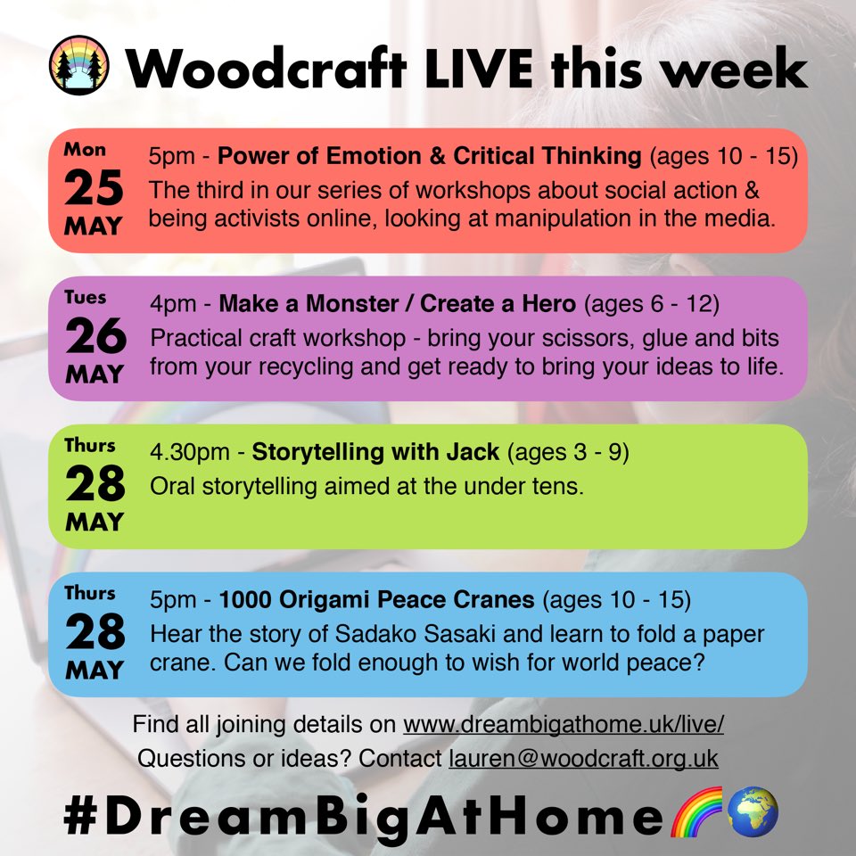 What a fabulous weekend at the #BigCampIN. so great to see what everyone has been up to! Coming up this week. Loads for young people to be engaged with find joining details at dreambigathome.uk/live