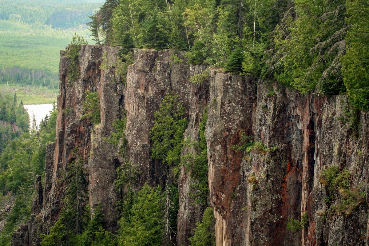 A spectacular site: Ouimet Canyon, an ancient gorge near Thunder Bay. The unique environment created at the base of this 100 m deep canyon includes arctic plants normally only found 1,000 miles further north. #nature