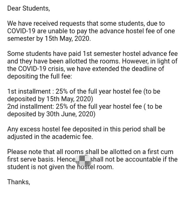 nishant2138's tweet photo. Sir.. i just want to know"is it legal to demand  fees in this crucial crisis "
And if yes then how can a middle class or below family will afford this ,those who actually want their ward to be in hostel???
@PMOIndia @HRDMinistry @DrRPNishank @tsrawatbjp https://t.co/9KcN2l0Cbr