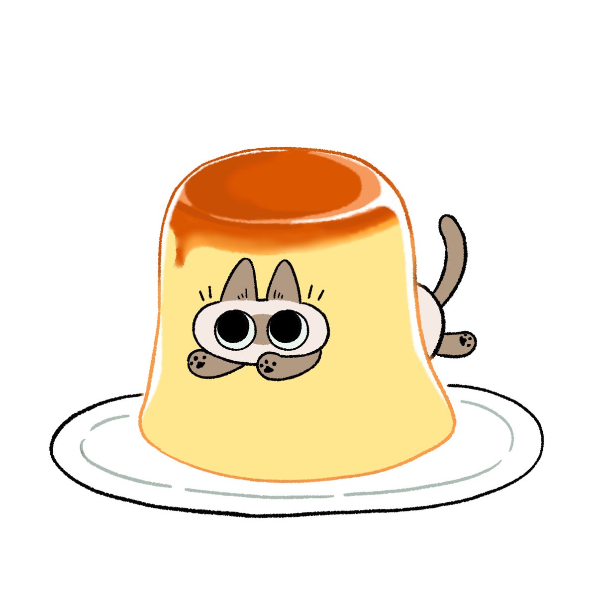 no humans food white background cat simple background pudding plate  illustration images