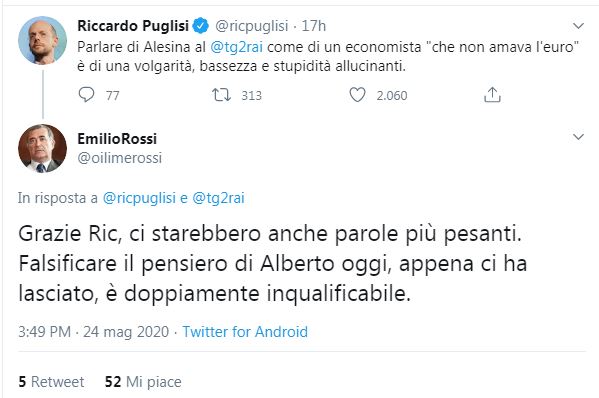 Michele_Anzaldi's tweet photo. Economisti protestano per come il Tg2 ha ricordato Alberto Alesina, definito “l’economista che non amava l’euro”. Agcom ha annunciato l’attivazione degli uffici. Se il Tg2 verrà sanzionato, chi paga? Gli italiani o i responsabili? Si attivi la taskforce anti fake news di Di Bella https://t.co/195vlvjgNy