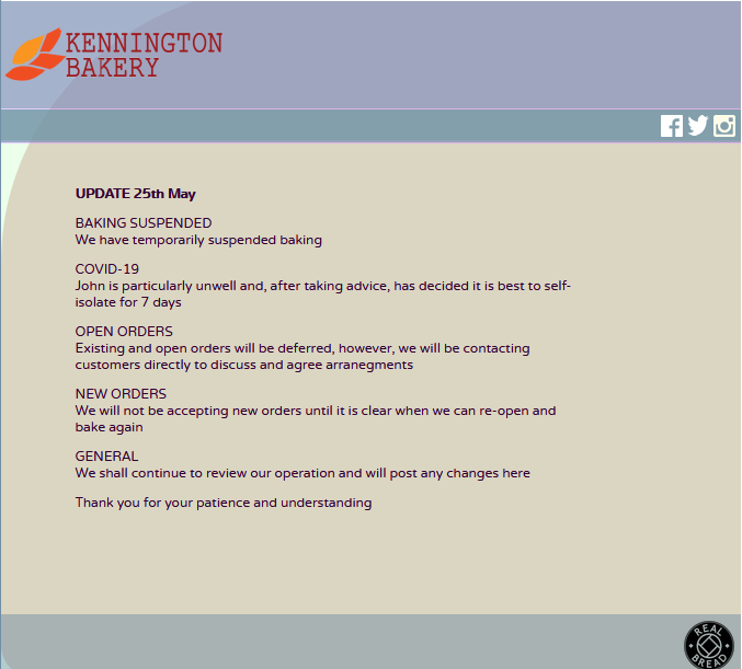 We have briefly suspended baking
#bebacksoon with #RealBread