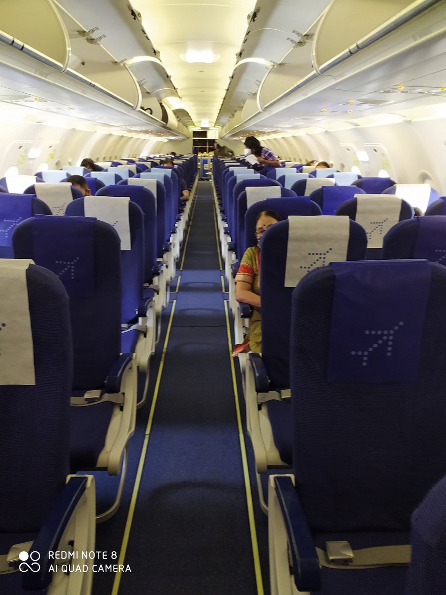 180 seater VT-IFW will take me to  @BLRAirport today80 are flying including me. With 100 seats empty, there is ample space for  #SocialDistancing Request the cabin crew for a seat if you want distancing. Be polite & they will happily oblige #aviation during  #COVID__19