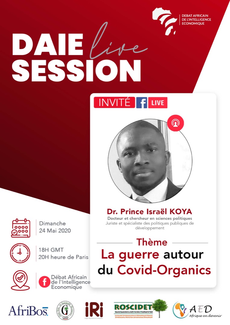 DebatAfricainIE's tweet photo. Nous vous invitons à revoir notre #FacebookDirect sur la guerre autour du #Covidorganics avec @Dr. ISRAËL PRINCE KOYA. @IeDebat #DebatAfricainIE https://t.co/E47O57X9lZ