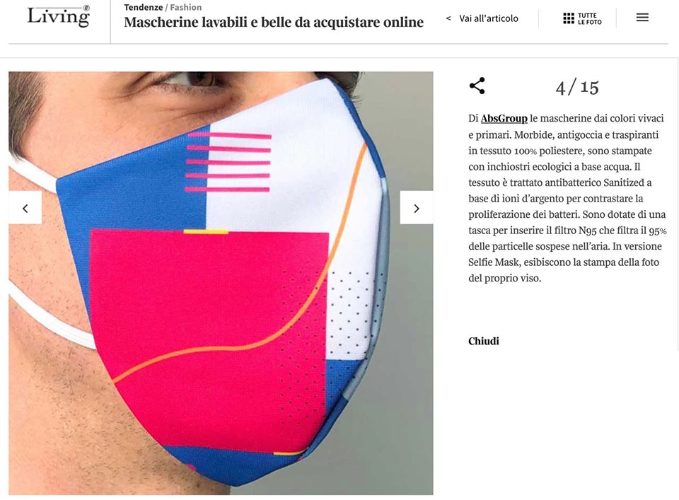 ABS Group on <a href="/LivingCorriere/">LivingCorriere</a>! Le nostre mascherine in tessuto antibatterico e stampate con una grafica by <a href="/koracomunica/">koracomunicazione</a>, trovano spazio nel pezzo dedicato alle ultime tendenze che riguardano questi prodotti, tra arte, fashion e design!#mascherine #fashion 
living.corriere.it/tendenze/fashi…