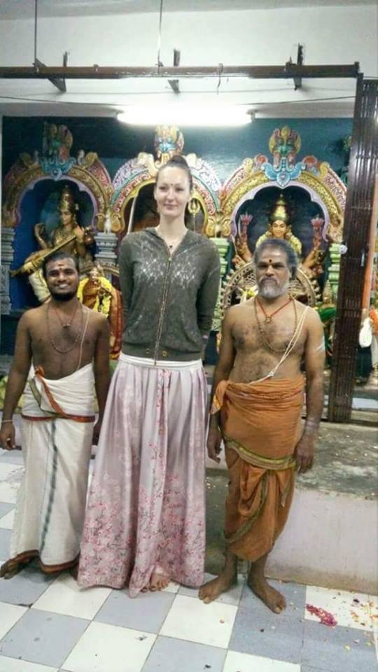 Dr.  @Swamy39 jee:Yekaterina Lisina from Russia - World's tallest model (6 ft 9 in) and former Basketball player. She became Hindu after reading Hindu sacred texts and she is now pure vegetarian, she does meditation and Pooja daily.. cc:  @jagdishshetty  @Shawshanko