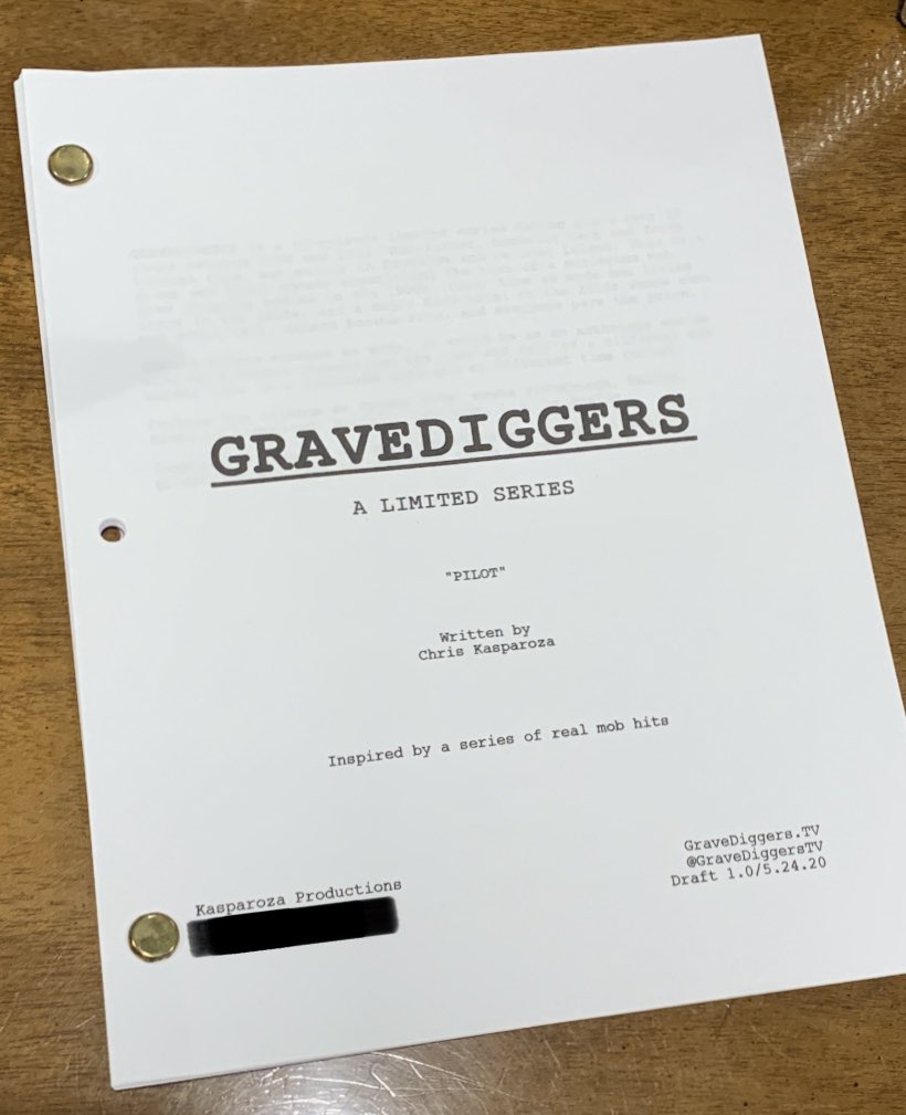 Kasparoza's tweet photo. GRAVEDIGGERS. A new pilot I wrote for the pandemic. Been working on a couple of things. Quarantine and Scribe. 💻 @gravediggerstv https://t.co/TWPg172hu3
