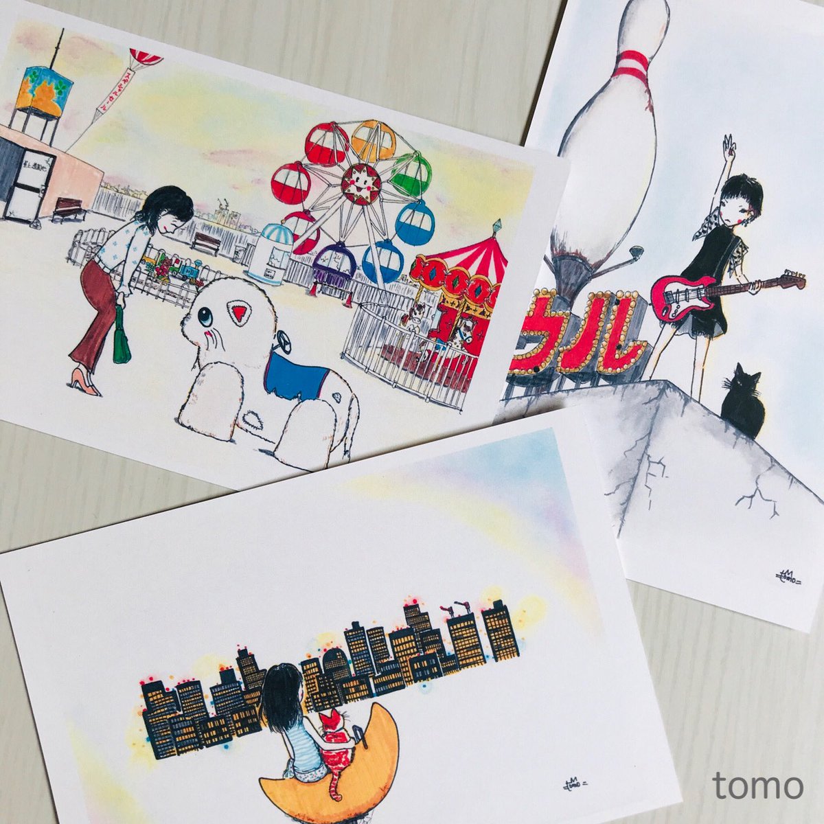 Tomo Minneさんにてイラストポストカードの販売はじめました 自宅のプリンターにて印刷しました まずはこの2セットから イラスト アナログイラスト ポストカード Minne ミンネで販売中