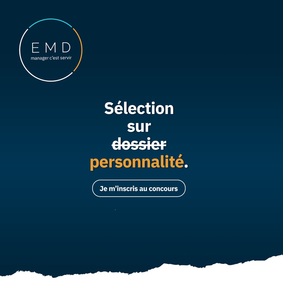 Il est temps de remettre l'Humain au premier plan !

Vous avez en vous quelque chose de plus grand qu'un simple dossier de candidature : votre personnalité !

Vous pensez avoir les épaules pour l'EMD ? Faites le test !

#HorsParcoursup  #BusinessForGood

go.emd-management.fr/emd-management…