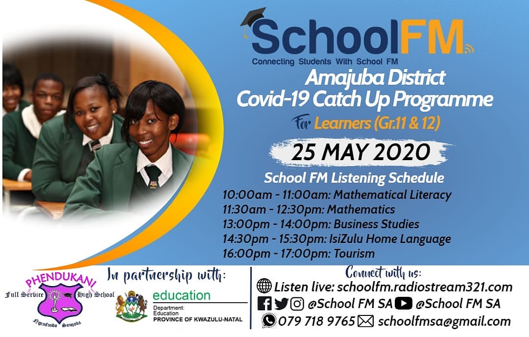 SchoolFMSA's tweet photo. Listening link: https://t.co/tGHjPPKXwB or listen in via School FM app
To download School FM app to an Android or iOS device, please visit the link below.
https://t.co/H9rxVYNgSL
#SchoolFM #AmajubaDistrictCovid19CatchUpProgramme @DBE_KZN @DBE_SA https://t.co/bPAJyJUFOm