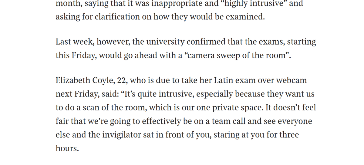 A "camera sweep of the room", there.An absolute gift to the would-be cheat, directing the invigilator's attention out to the corners of the room and firmly away from, say, the lightweight rucksack velcroed to your back which goes under the desk as you set the device down.