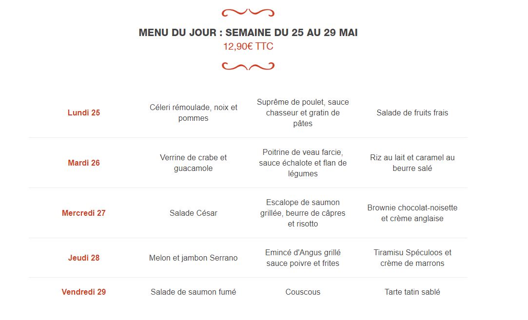 Le2Mrestaurant's tweet photo. Voici le menu de cette semaine (lundi 25 au vendredi 29 mai).
Excellente semaine à tous https://t.co/9364WbxE8d
