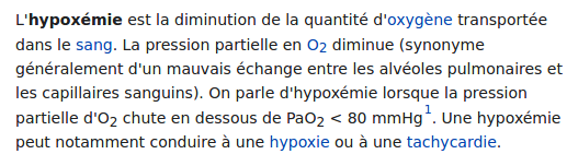 L'étude suivante, publiée en Avril 2020, évalue le lien entre hypoxémie (liée au taux de SPO2) et la mortalité des patients CovidLes auteurs ont pour objectif d'évaluer des marqueurs permettant d'anticiper la mortalité des patients Covid https://www.sciencedirect.com/science/article/pii/S0025619620303670