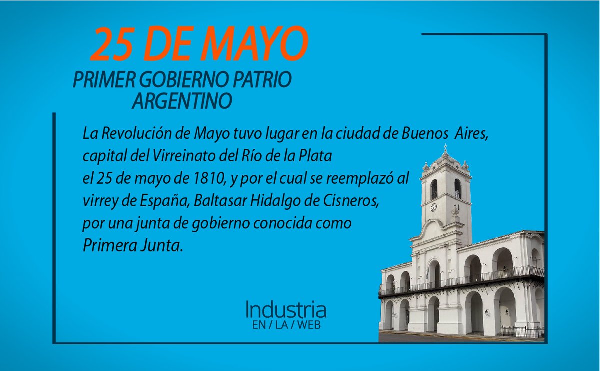 La Revolución de Mayo en la ciudad de Buenos Aires, capital del Virreinato del Río de la Plata el 25 de mayo de 1810, por el cual se reemplazó al virrey Cisneros, por una junta de gobierno conocida como Primera Junta. #25deMayo #primerGobiernoPatrio #Argentina #revolucion
