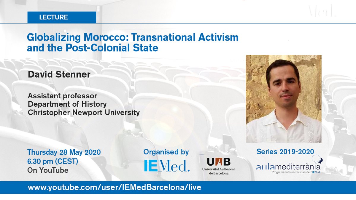 CIA agents, British journalists, Asian diplomats, a Coca-Cola manager, a former First Lady... They all had a role in the #Moroccan independence struggle and the establishment of the monarchy. 
Don't miss historian David Stenner's lecture 
🗓️28/05 6.30pm
💻youtube.com/user/IEMedBarc…