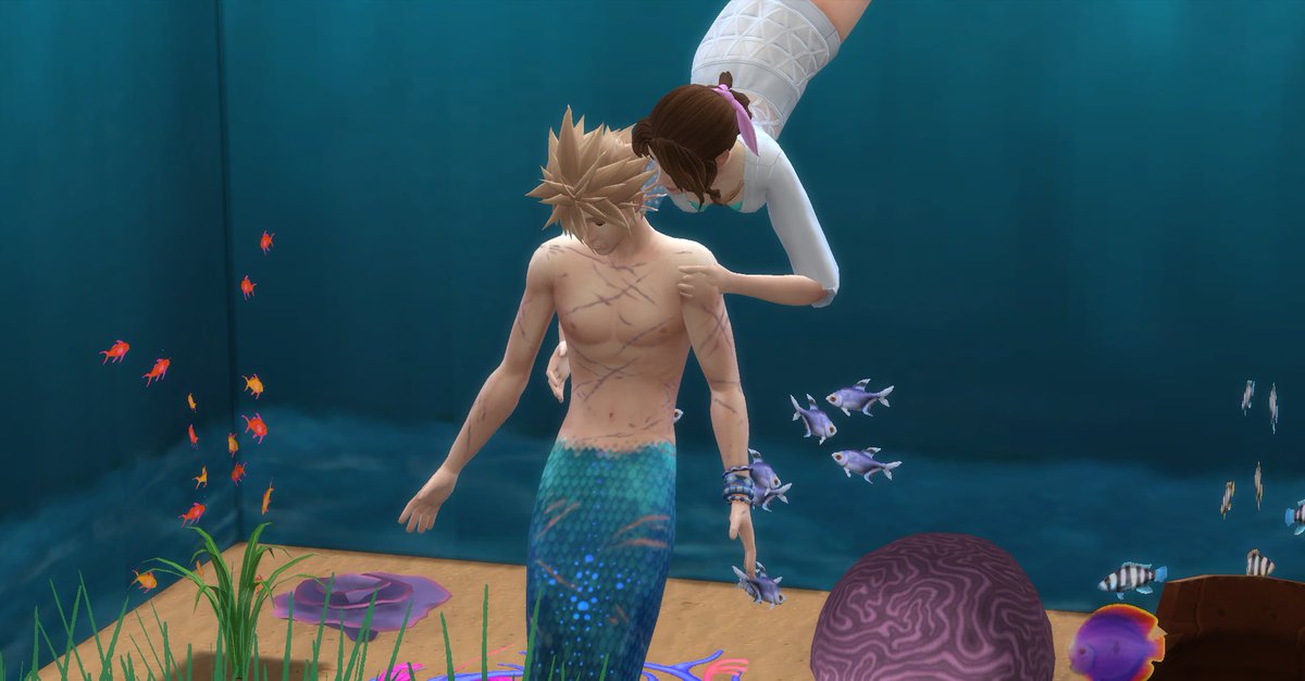Remember how I talked about looking for stuff for that mermaid au in the Sims? Yeah, I found it #Clerith  #クラエア